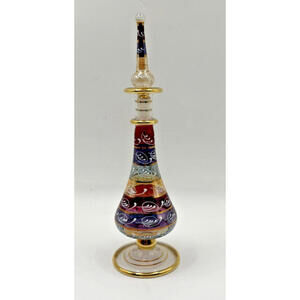 Handblown Egyptian Style, 24ct Gold, Hand Painted, Vintage, Vanity, Display Set